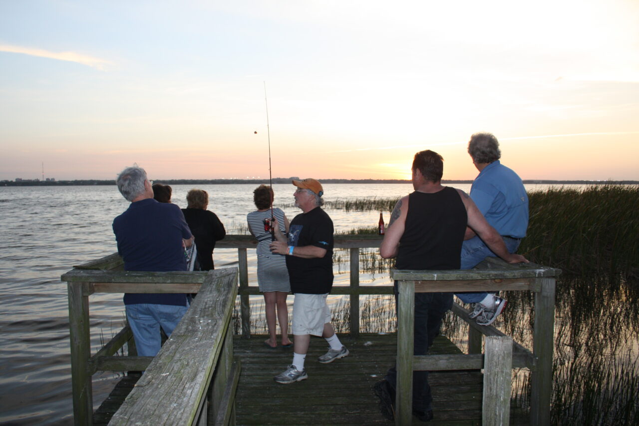 Lake Parker dock party by owner of 1545 East Lake Parker Drive Lake Front Home